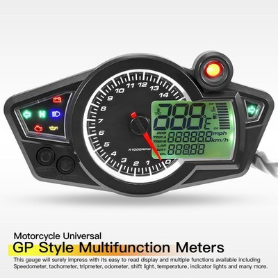 Motorcycle Speedometer LCD Digital Odometer 12v   15000 Fuel Level Gauge #jg