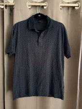 BOSS Hugo Boss Men's Navy Geometric Short Sleeve Collared Polo Shirt Size L
