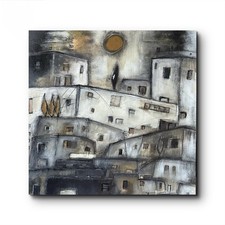 quadro moderno dipinto a mano,Sicily21,30x30cm,tecnica Mista