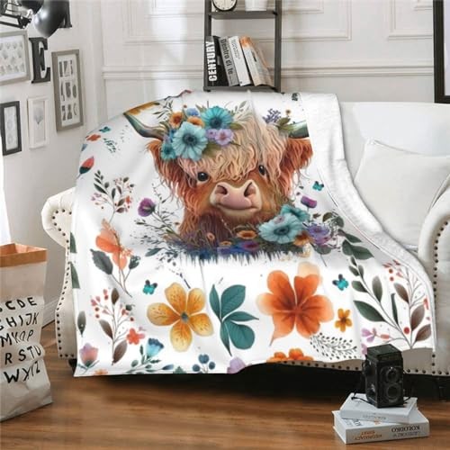 Highland Cow Blanket, 50"x60" Flannel Throw(50"x60") Highland Cow Blanket 1 - Picture 3 of 7