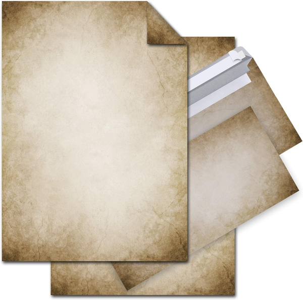 25 Blatt Briefpapier DIN A4 + UmschläGe DIN Lang - Vintage Papier FüR Briefe Ein-image