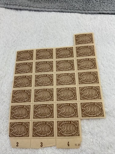 GERMANY(-1923-)-3000 Marks INFLATION-lot Of 2 PARTIAL SHEETS/FAULTS-SEE PHOTOS - Picture 4 of 5