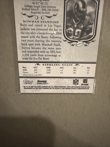 Steven Jackson: 2007 Bowman Sterling Player Worn Pro-Bowl JSY #BSVR-SJ SL Rams - Bild 13 von 15