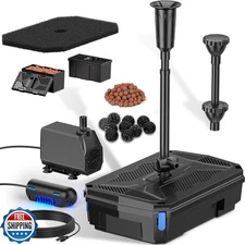NFESOLAR All-in-one Pond Filter Fountain Kit, 660 GPH Submersible Water Pump 