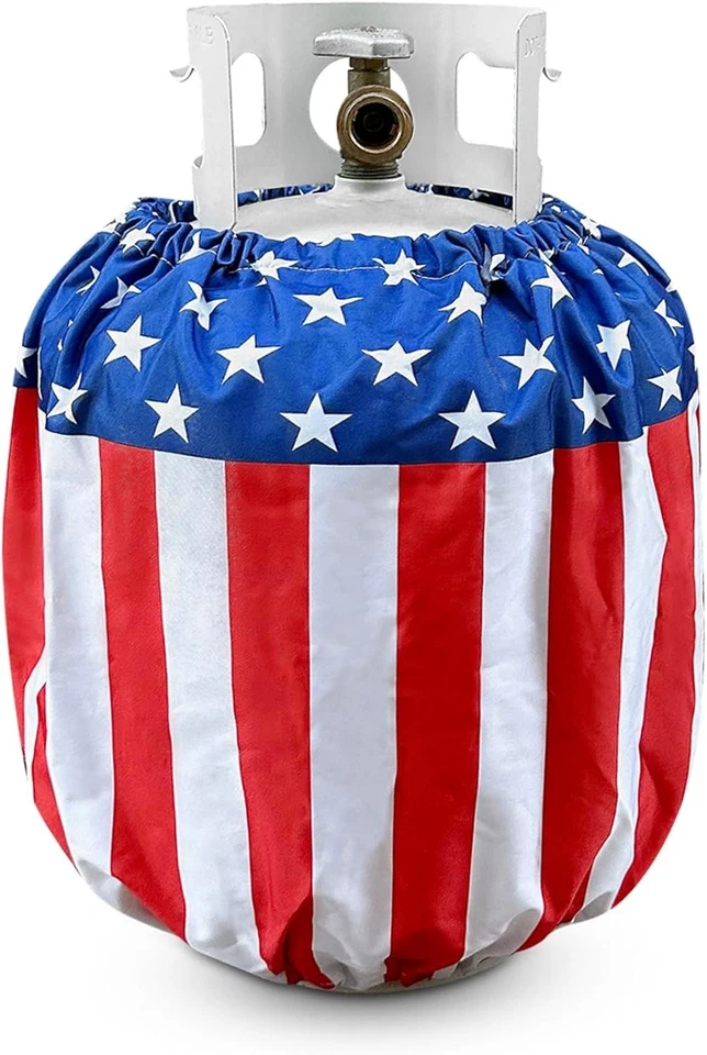 Cubierta de tanque de propano Flag 20 lb | Cilindro de gas patriótico resistente a la intemperie | Po... Foto 2 de 4