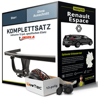 Für RENAULT Espace V Typ JR Anhängerkupplung starr +eSatz 13pol 19-23 NEU