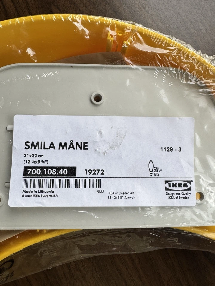 Lámpara de Pared IKEA Smila Melena Luna Media Luna Amarilla Noche Luz Guardería Nueva Foto 4 de 4