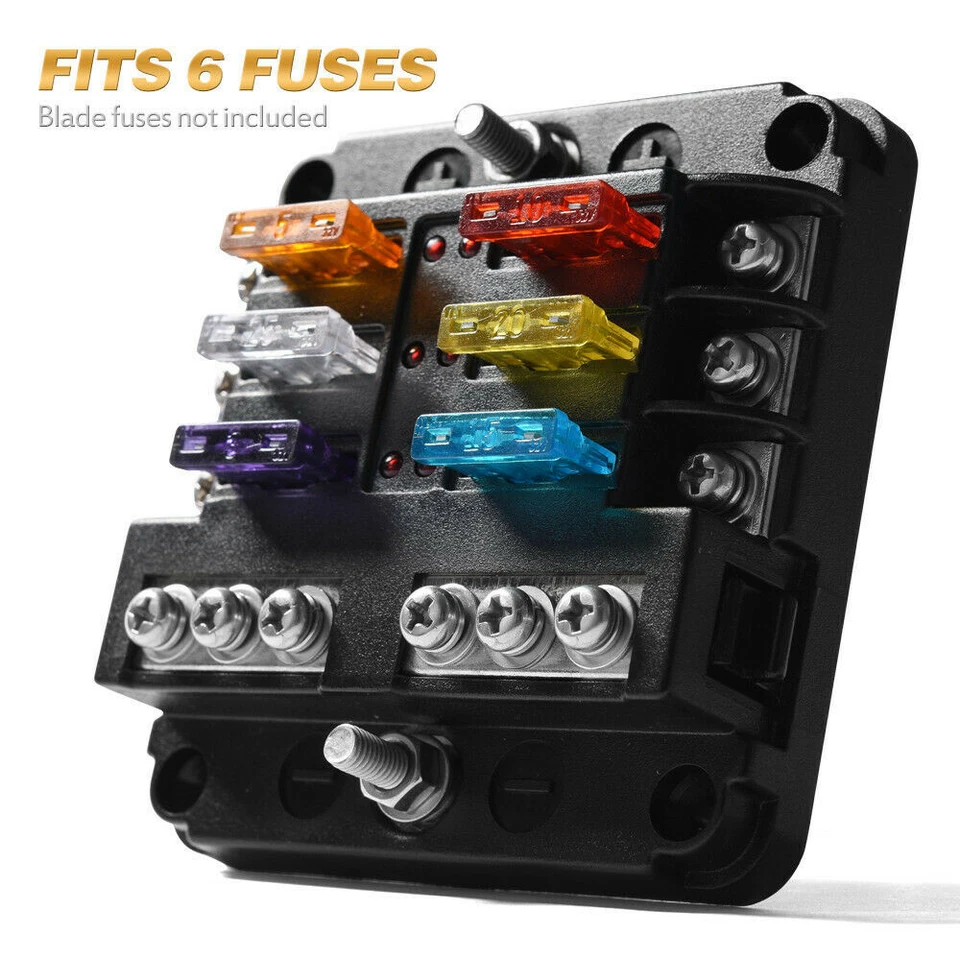6Way Blade Fuse Box Block & Auto Marine Fuse Box Holder 12V 32V Bus Auto Car Kit - Image 4 of 4