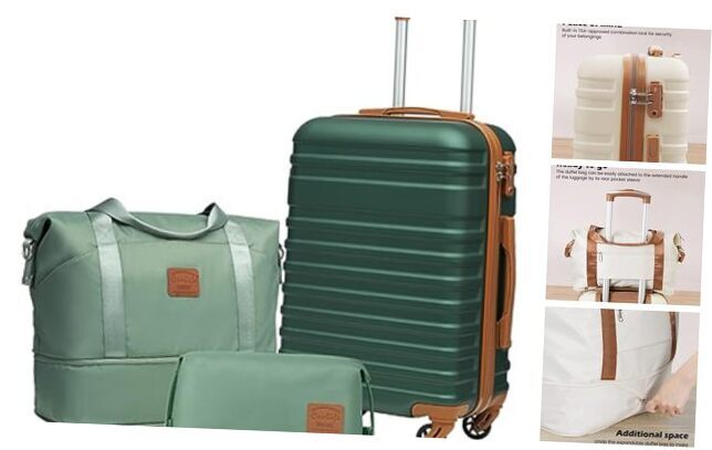 Suitcase Set 3 Piece Luggage Set Carry On 3 piece set (DB/TB/20) Dark Green-image