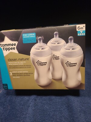Tommee Tippee Closer to Nature 3 Added Cereal Bottles Open Box