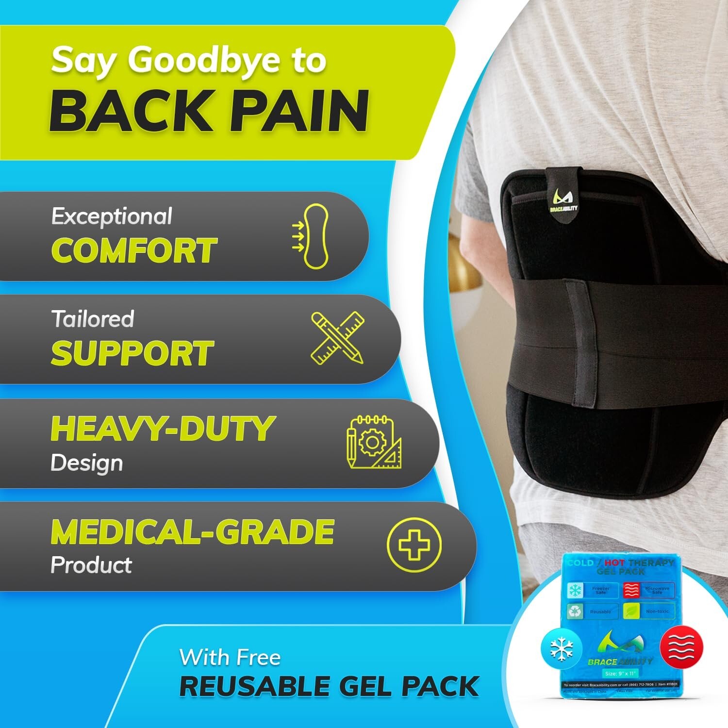 BraceAbility LSO Back Brace for Herniated Degenerative & Bulging Disc