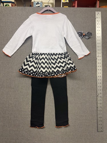 BNWT Ann Loren Halloween Black Cat In Pumpkin Dress Pants Set Girls Size 4/5 - Picture 8 of 8