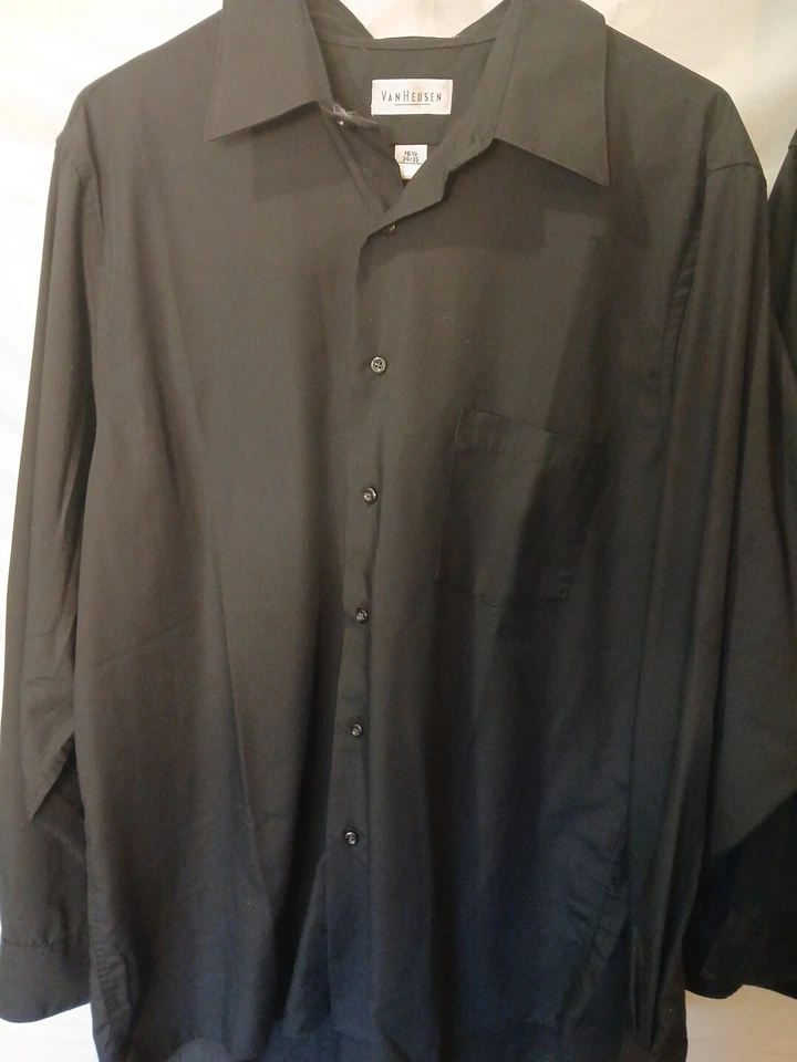  Van Heusen, George, Blue Gen Lote de 3 Camisas Para Hombre Grandes Negras Manga Larga Abotonadas Foto 3 de 4