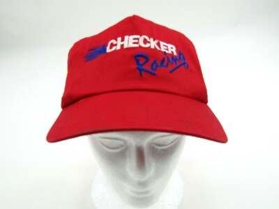 VTG Checker Racing Hat Spell Out Logo Multicolor OSFA Adjustable Snapback Cap