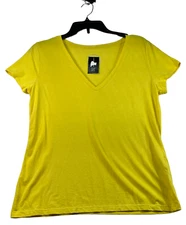 International Concepts Shirt Womens Size Medium Yellow Short Sleeve Vneck New