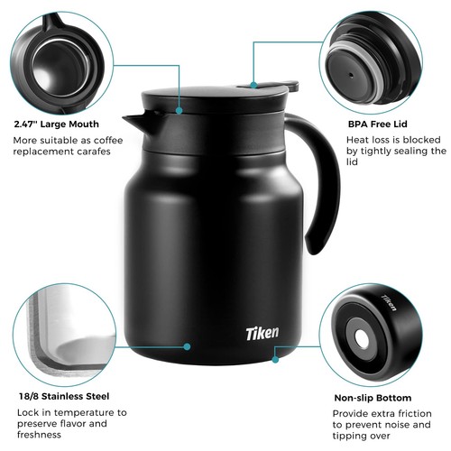 Thermoskanne 1,0L Edelstahl Kaffeekanne Thermo Teekanne Isolierkanne für 24h DE - Bild 3 von 19
