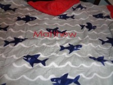 Pottery Barn kids Allover Shark Baby Beach Wrap mono Matthew New