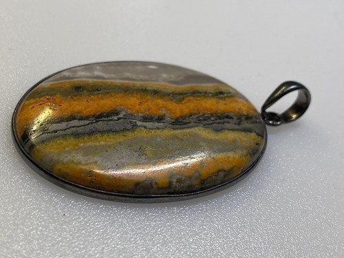 Sterling Silver 925 Pendant Necklace bumble bee stone Oval 24.11g - Picture 6 of 9