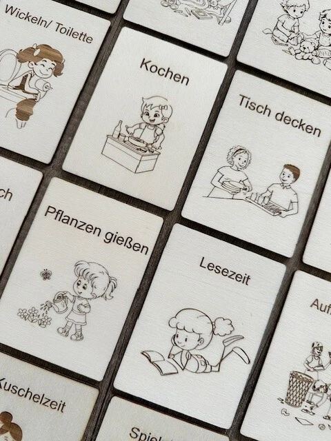 Routine Cards for Kids Wooden Daily Routine Cards Calendar Montessori SET - Image 2 of 4