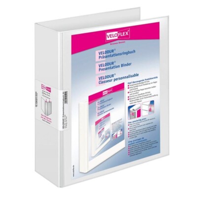 10 VELOFLEX VELODUR  Präsentationsringbücher 4-Ringe weiß 7,0 cm DIN A4 4139196