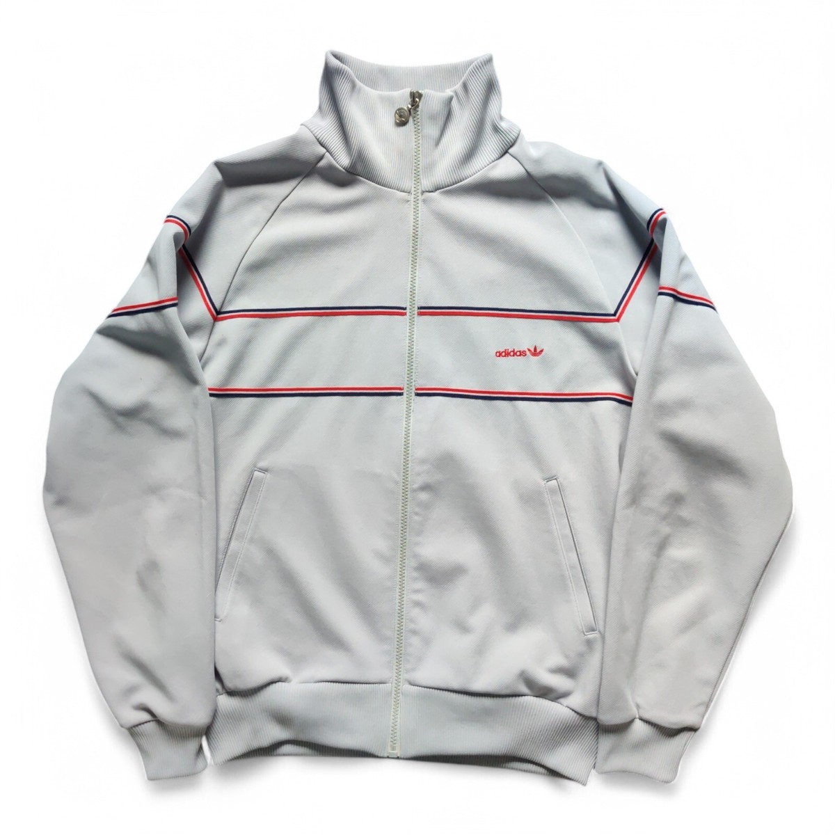 70s〜80s adidas DESCENTE track jacket Vintage 70/80s Descente Adidas Track Jacket Gray Red 3 Stripe