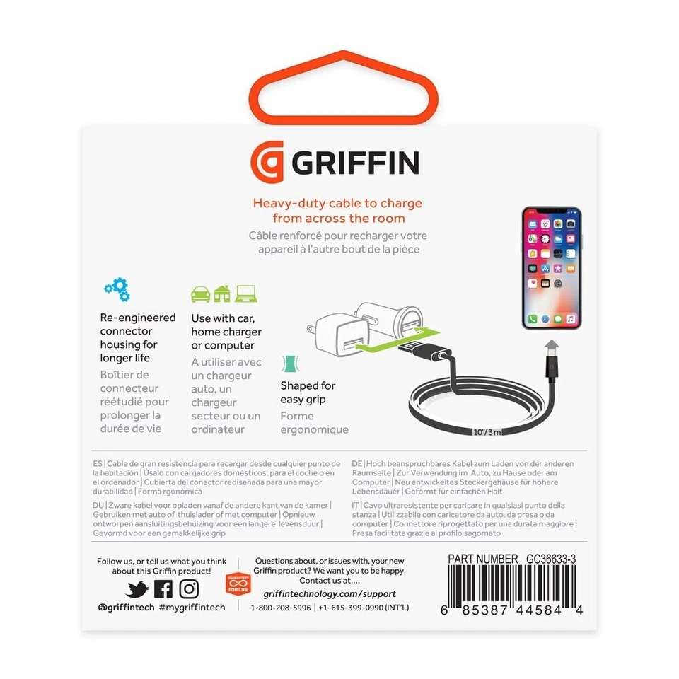 Cable de carga/sincronización Griffin para iPhone-iPad-iPod 10 pies *NUEVO* Foto 2 de 2