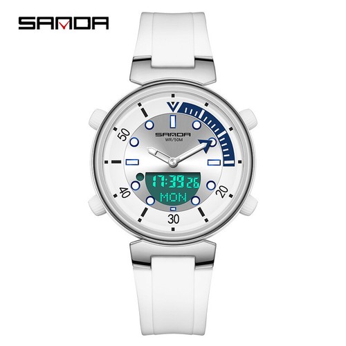SANDA Luminous Calendar Waterproof Electronic Multifunctional Dual Display Watch - Picture 5 of 26