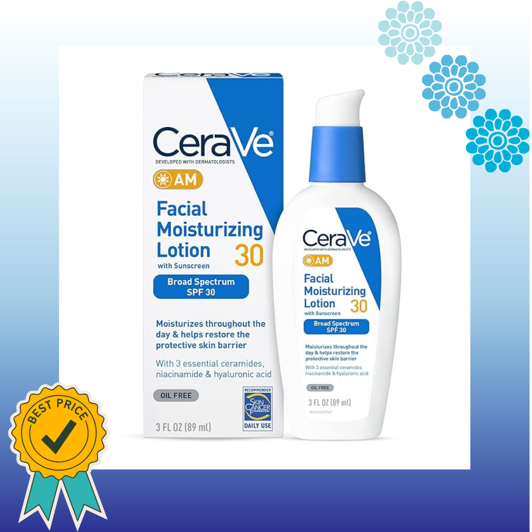 CeraVe AM Facial Moisturizing Lotion SPF 30 Oil-Free Hydrating Face Lotion with Hyaluronic Acid and Niacinamide