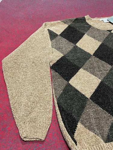 Maglione vintage nuovo con etichette Knightsbridge uomo acrilico marrone pullover girocollo taglia XL KMART - Foto 5 di 14