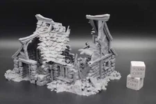 Tabletop Terrain Fantasy Medieval 8-1/2x6-1/2x6 Tavern Ruin Dnd RPG Wargame Skir
