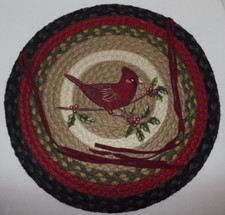 Almohadilla para silla de yute trenzada Capitol Imports roja lazos de grano grueso cardinal reversible
