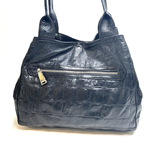 Edgy ABRO Shopper Black Willow Leather Maxi Cocco Standard Tote Bag - Bild 3 von 11