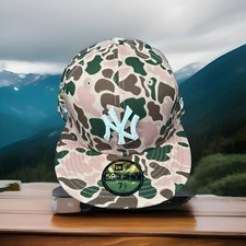 New Era New York Yankees Beige Duck Camo World Series 59FIFTY Hat Size 7 1/2