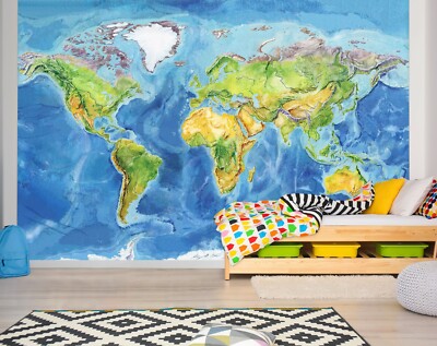 3D Yellow Land 306NAO World Map Wallpaper Mural Removable Self-adhesive Amy