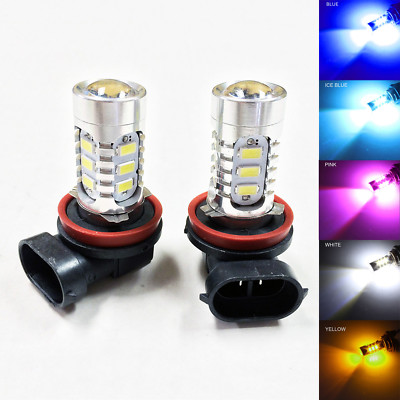 A1 2x 15W High Power H11 H8 LED Bulbs SMD 5730 Daytime Light Projector Lens