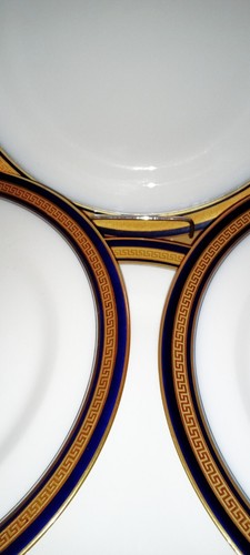 RARE C M HR HUTSCHENREUTHER JOHs RUMINGER 9 1/2 PLATES BLUE GOLD STUTTGART Set 6 - Picture 12 of 19