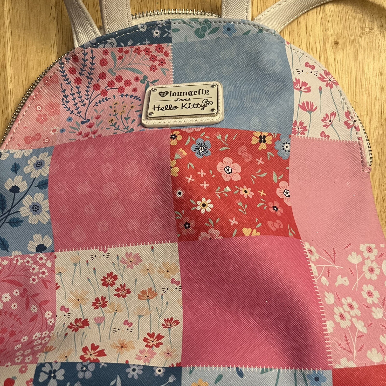 Rare Hello Kitty Loungefly Patch Work Backpack Mi… - image 2