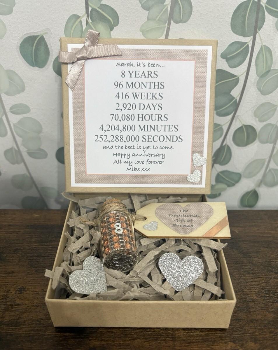 Personalised 8th Year Wedding Anniversary Handmade Traditional