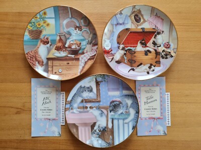 3x Hamilton Collection ''Country Kitties'' Katzen Teller, Gre Gerard, Katzenkinder