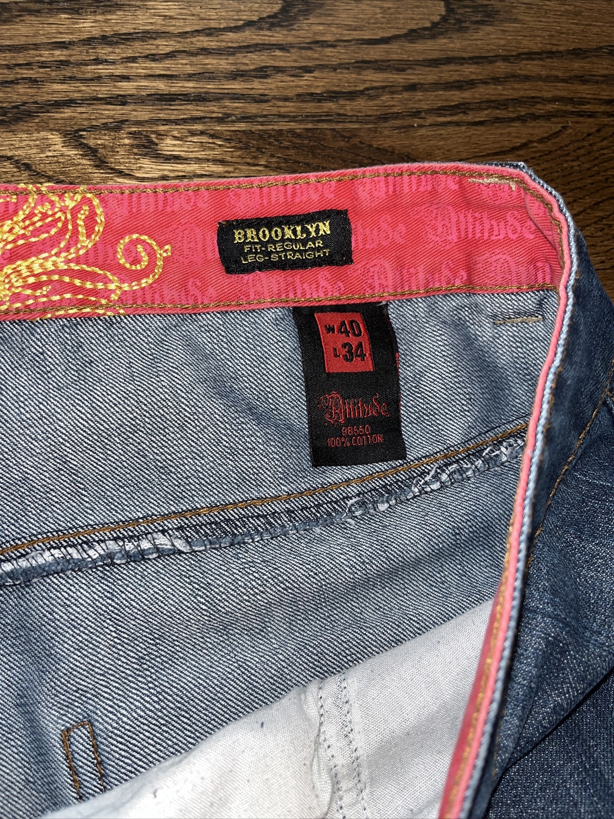 Attitude Mens Blue Brooklyn Fit Straight Leg Jeans Denim 39 X 29 - View 4
