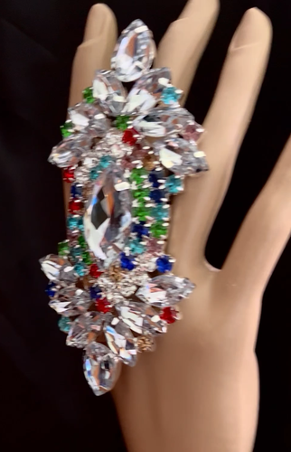4,5" groß klar bunte Kristalle Strass verstellbar Aussage ist keine Ursache - Video 1 von 1