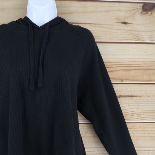 Athletic Works Ribbed Sweatshirt Hooded Womens Size XL 16-18 Black Activewear - Picture 6 of 8