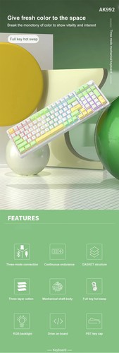 Gaming Mechanical Keyboard RGB 100 Keys Hot Swap Keyboard 5.0 Bluetooth Wireless - 第 23/31 張圖片