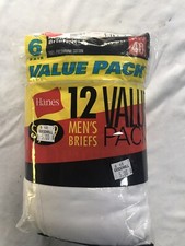 New 12 Pair 2002 HANES Mens Classic White Briefs 40 Vintage Underwear NOS Sealed