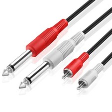 Dual 1/4 Inch To Dual RCA Audio Cable 15FT Male 6.35mm 1/4" Phono Mono to RCA