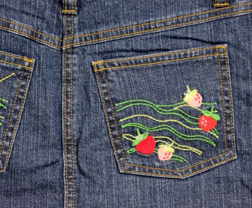 2007 Gymboree Strawberry Farm Denim sz 8 Skorts Embroidered Pockets Sun Fields - Picture 5 of 7