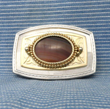 Western Scroll Belt Buckle Banded Agate Cowboy Cowgirl Vintage 80s 90s  .GTA744