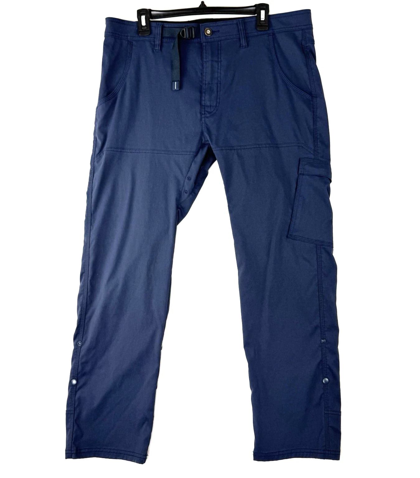 Men's PRANA BREATHE Slim Fit Blue Nylon Elastane Hiking Pants 36x30