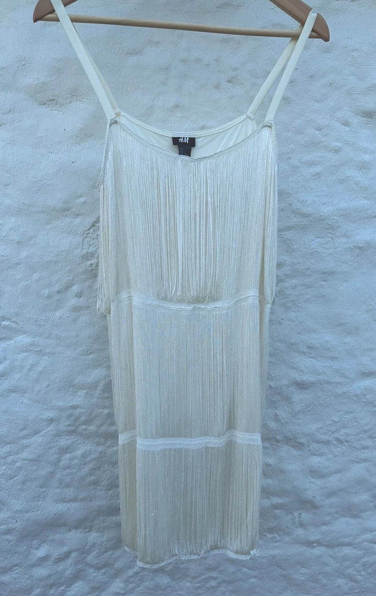 H M Cream Flapper Style Fringe Retro ART DECO 1920 S Party Dress