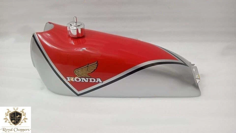 Ajuste para Honda TL 125 S BJ 1978 modelo acero rojo plata pintado tanque de combustible + tapa Foto 2 de 4